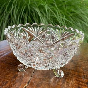 Vintage Footed Crystal Serving Bowl